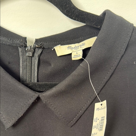 Madewell Black Sleeveless Shirttail Shift Collar Dress - Picture 2 of 4